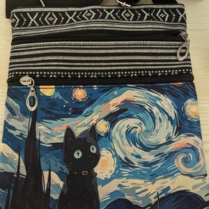 Starry Night Cat Art Crossbody Bag